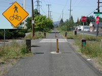 Uncontrolled, marked crossing of a local street.