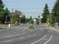 Motorist view of the trail crossing at 82nd Avenue and 122nd Avenue.